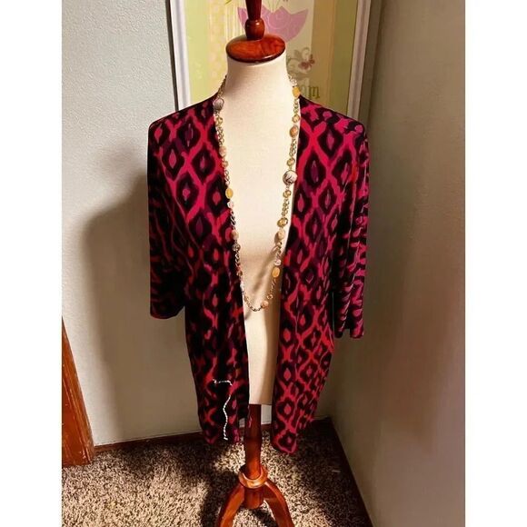 NEW LuLaRoe Red & Black Open Hi/Low Cardigan Size Small #C2 - Picture 1 of 6